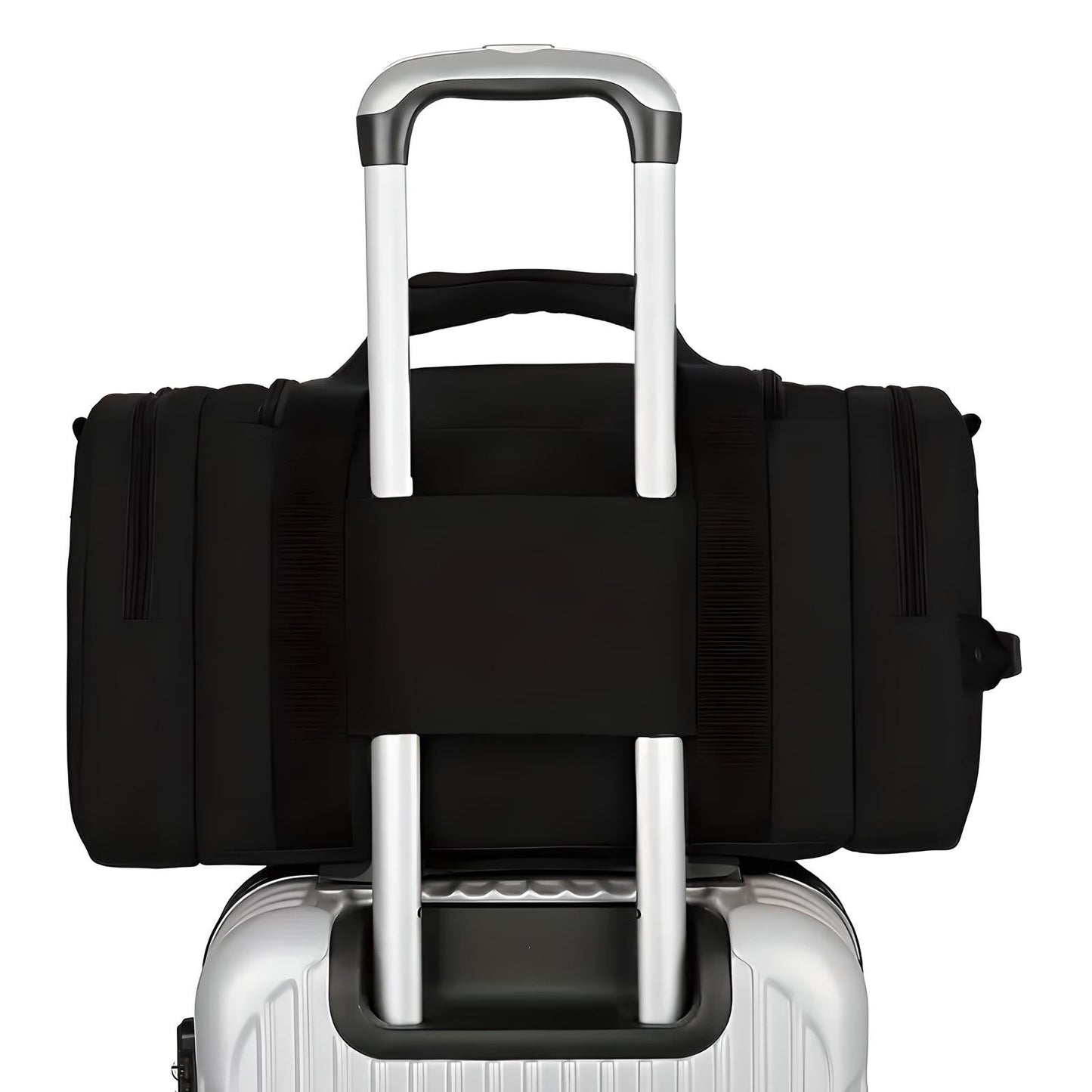 Multi-Compartment Leather Look Accent Duffle Bag