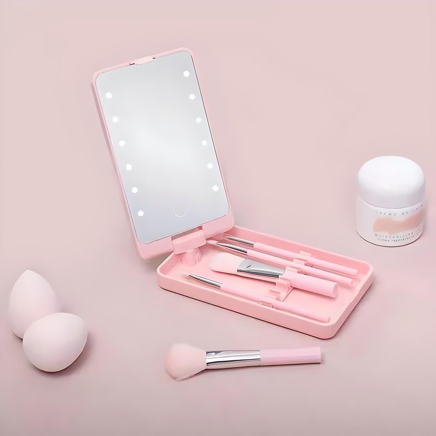 Travel Makeup Brush Mirror Set