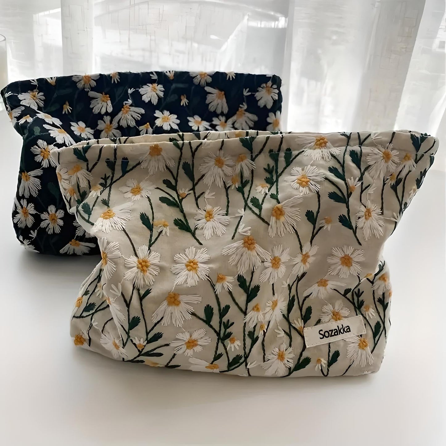 Flower Embroidered Makeup Bag