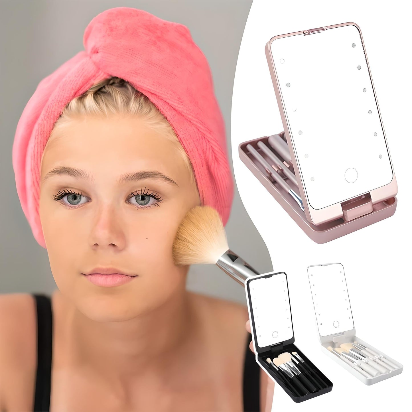 Travel Makeup Brush Mirror Set