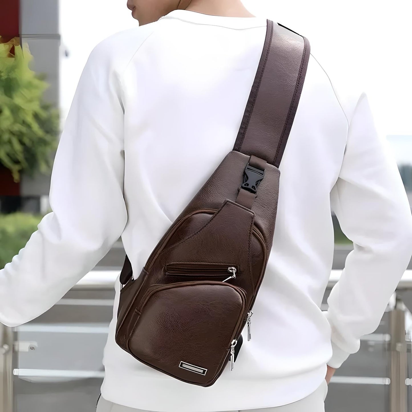 Classy Leather Look Anti-Theft Crossbody Bag