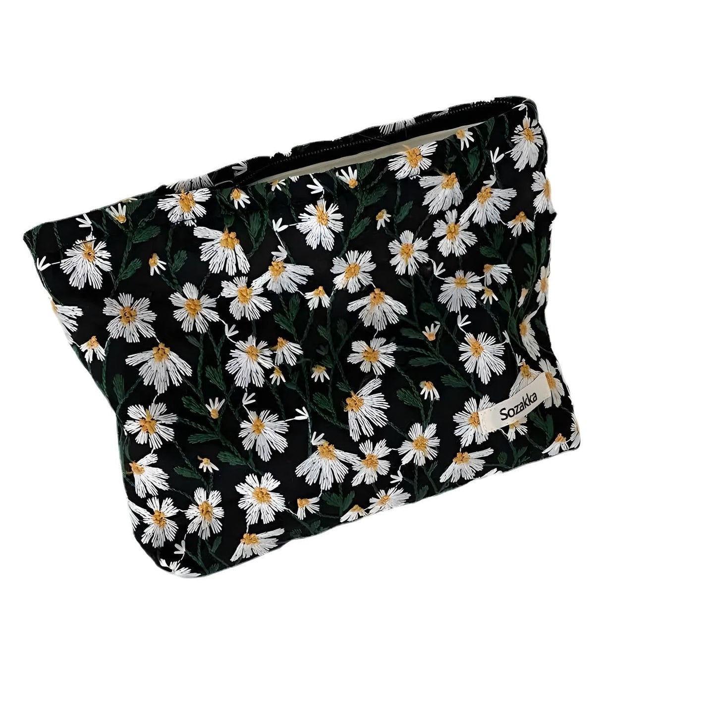 Flower Embroidered Makeup Bag
