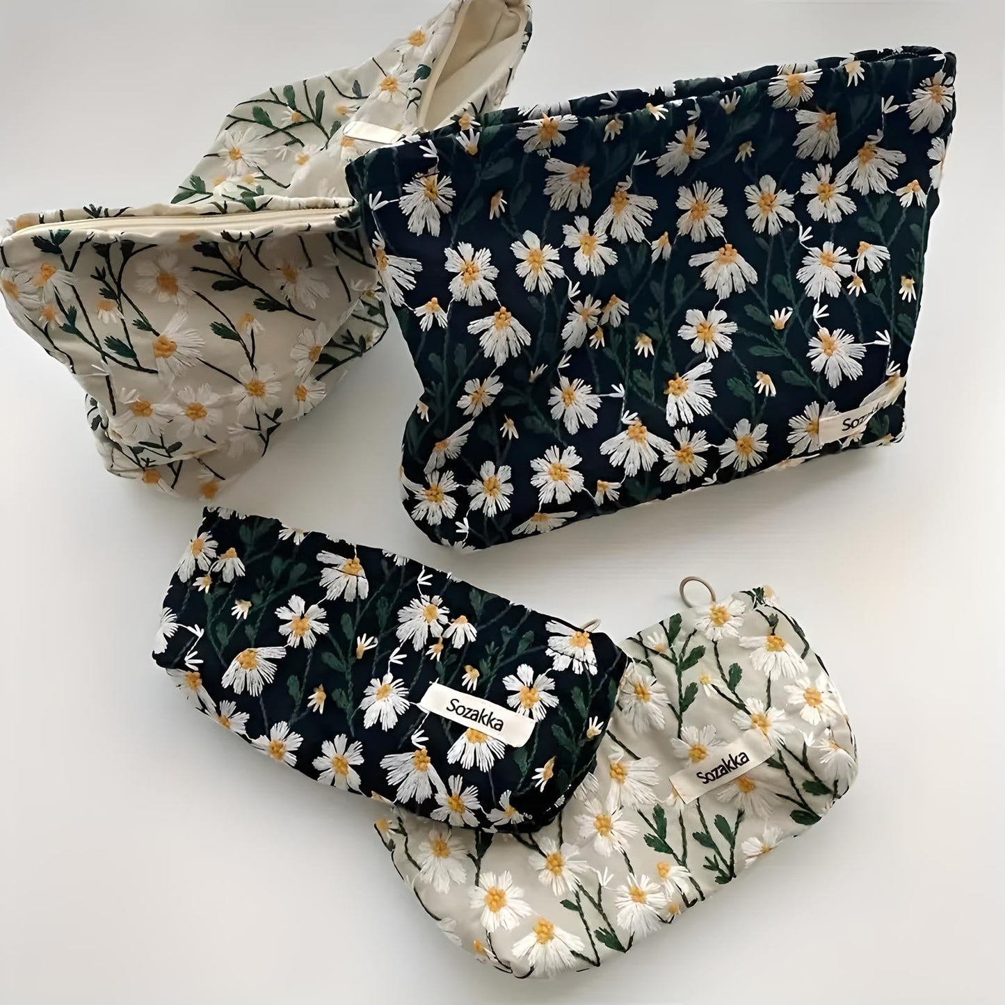 Flower Embroidered Makeup Bag