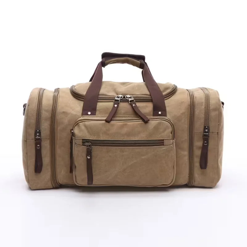 Multi-Pocket Canvas Travel Duffel Bag