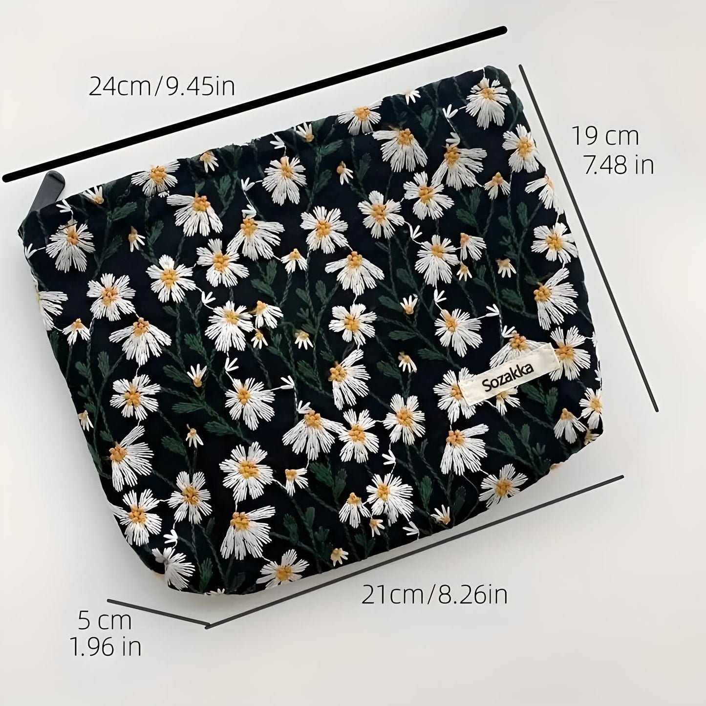 Flower Embroidered Makeup Bag