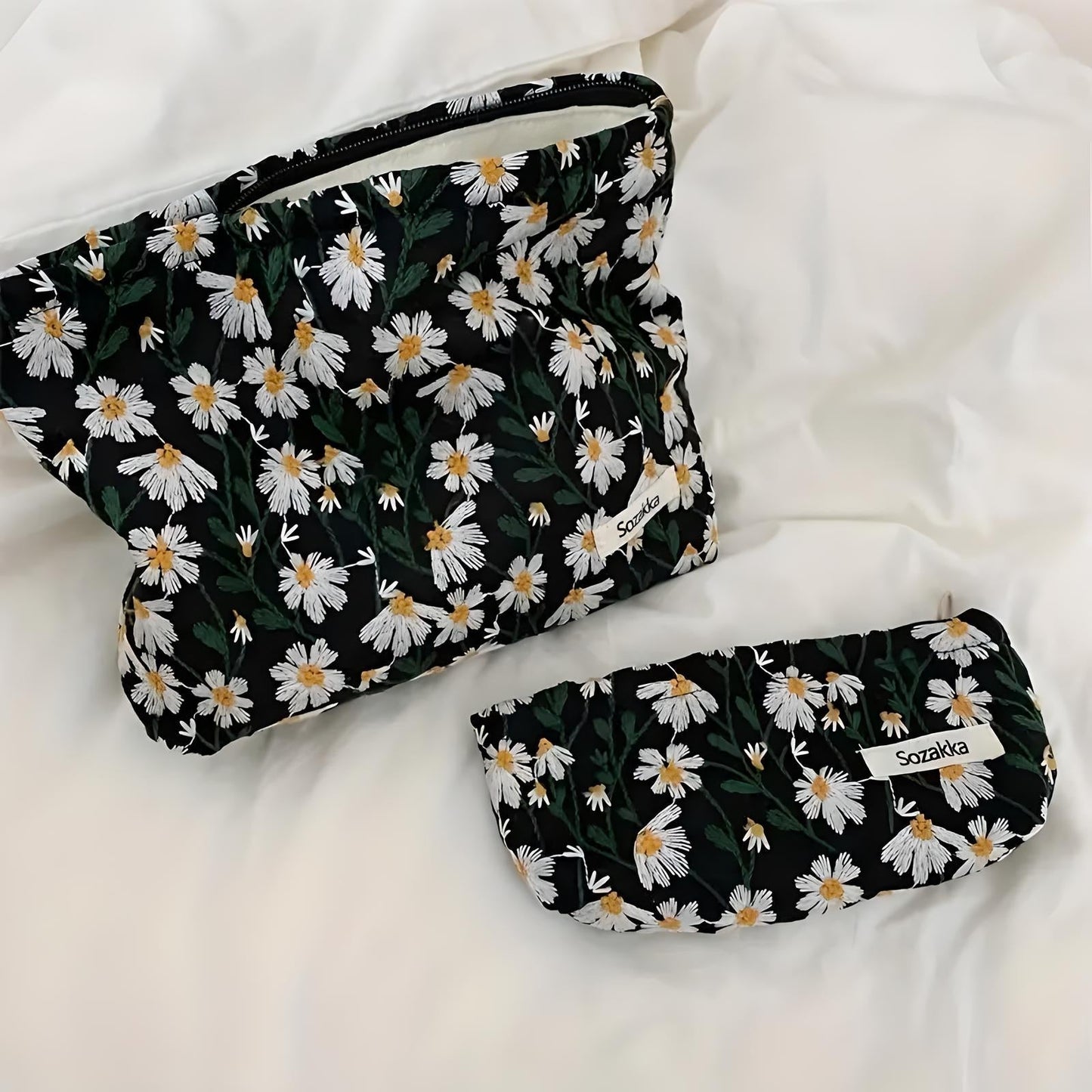 Flower Embroidered Makeup Bag