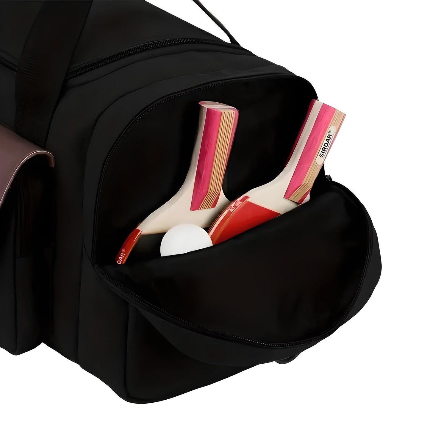 Multi-Compartment Leather Look Accent Duffle Bag
