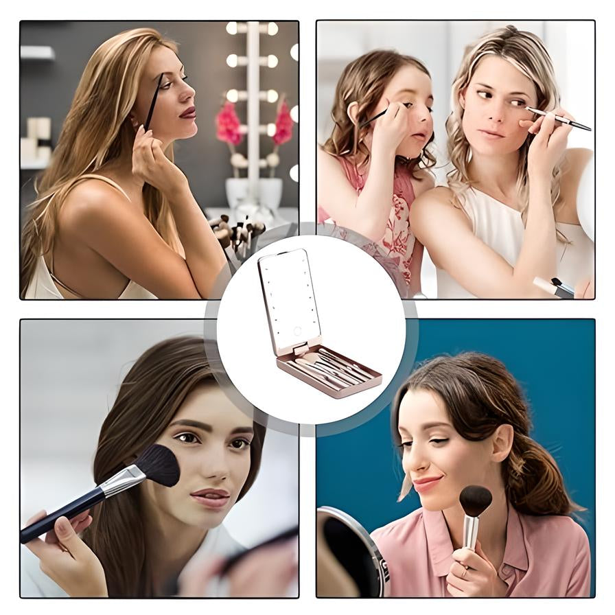 Travel Makeup Brush Mirror Set