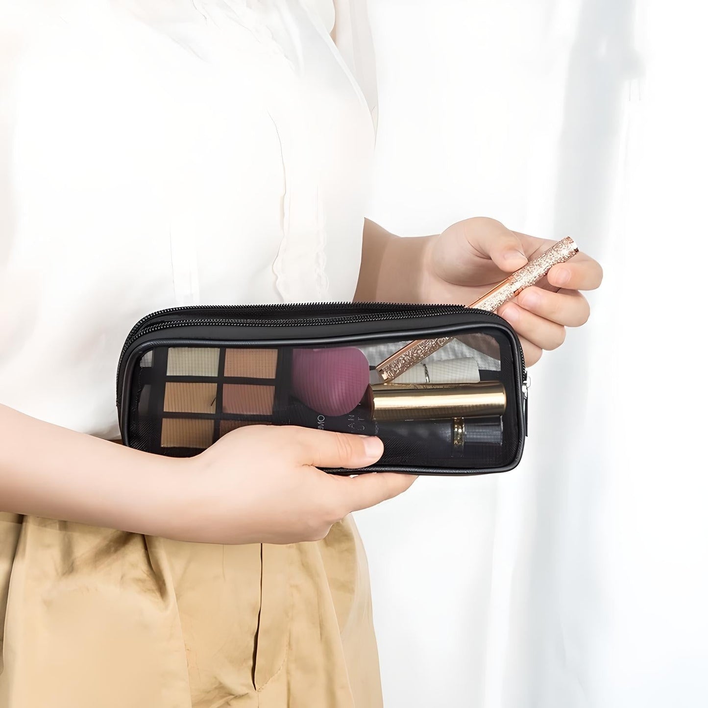 Mesh Makeup Brush Bag