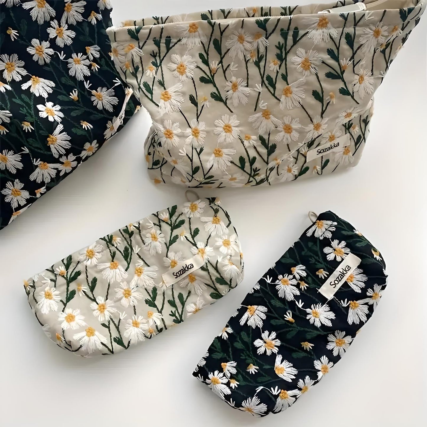 Flower Embroidered Makeup Bag