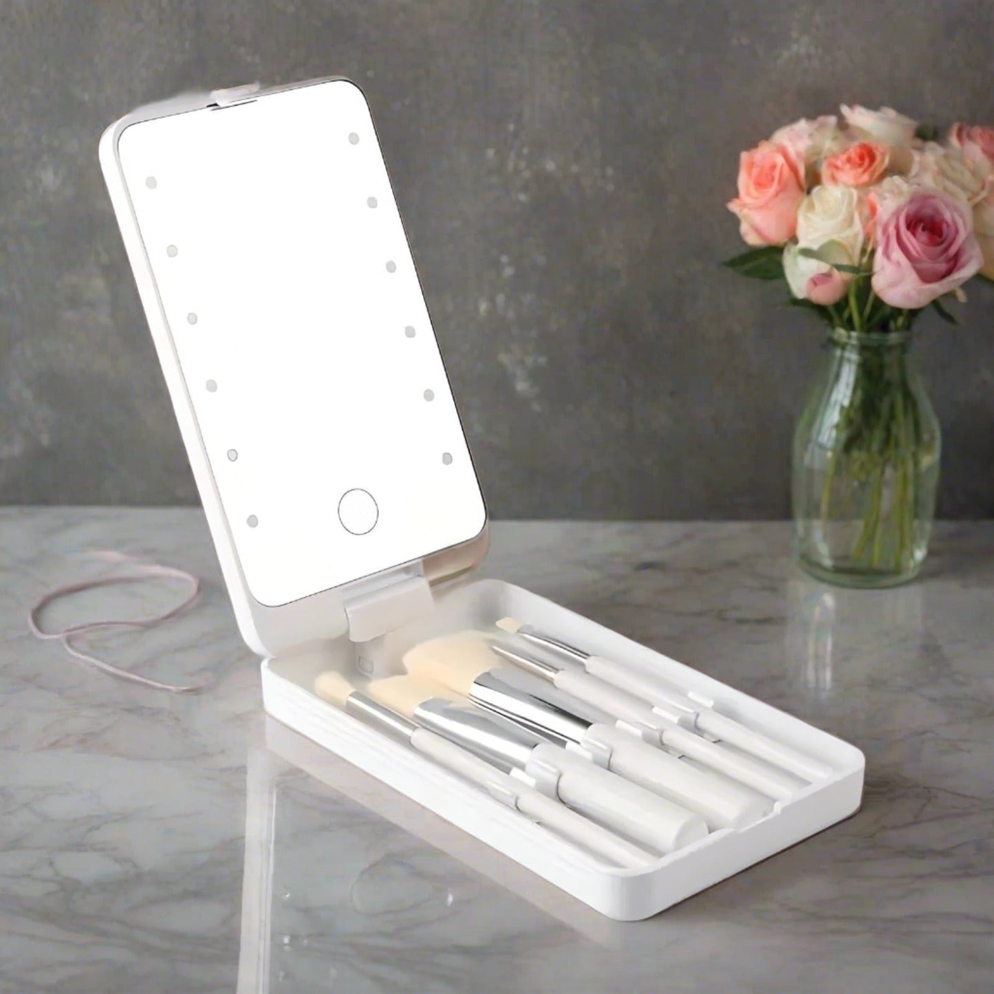 Travel Makeup Brush Mirror Set