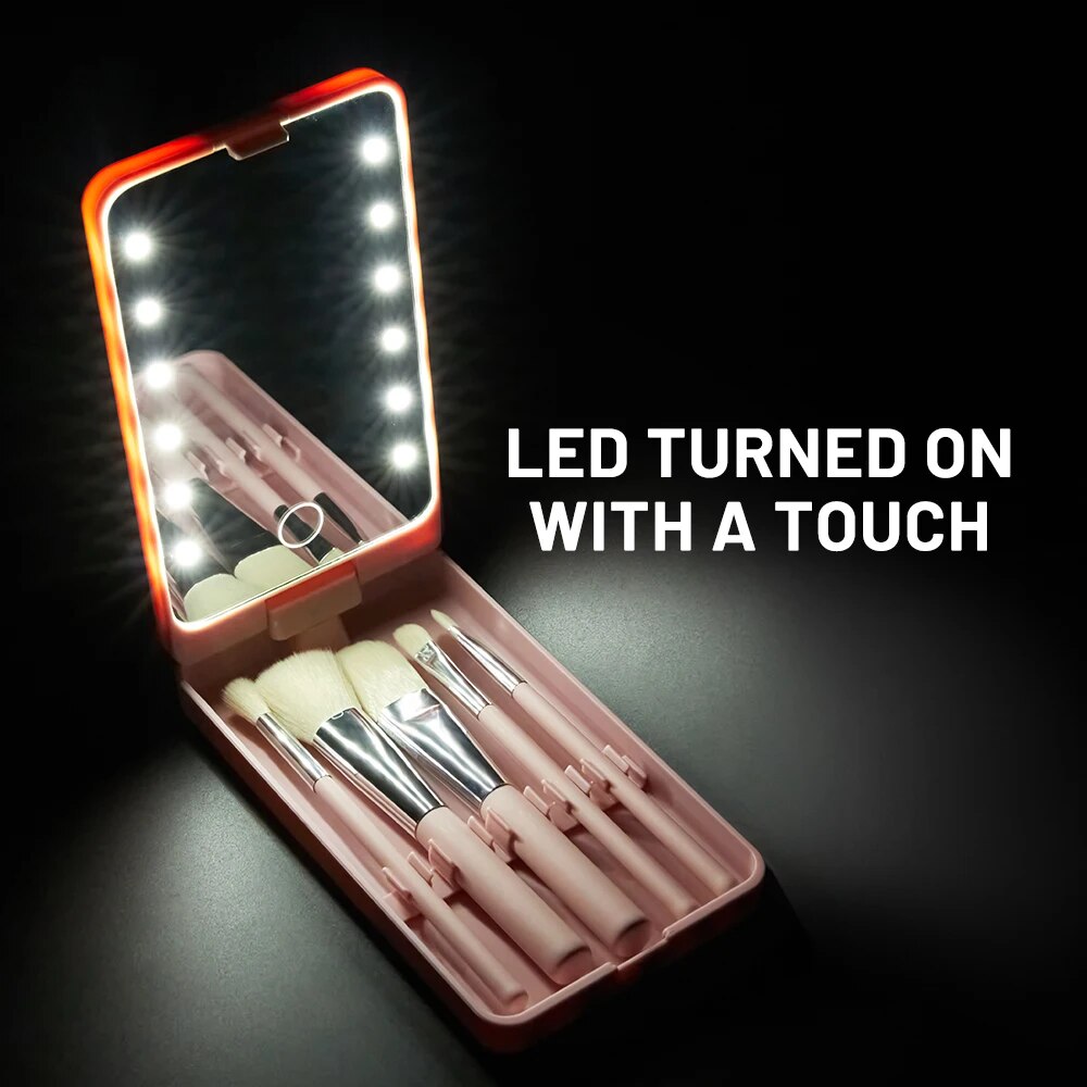 Travel Makeup Brush Mirror Set