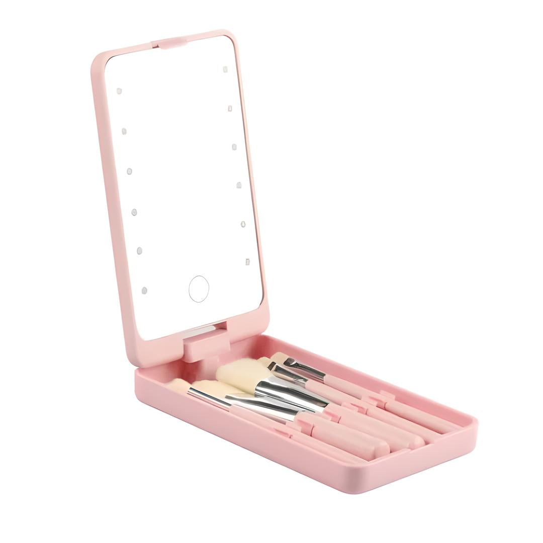 Travel Makeup Brush Mirror Set