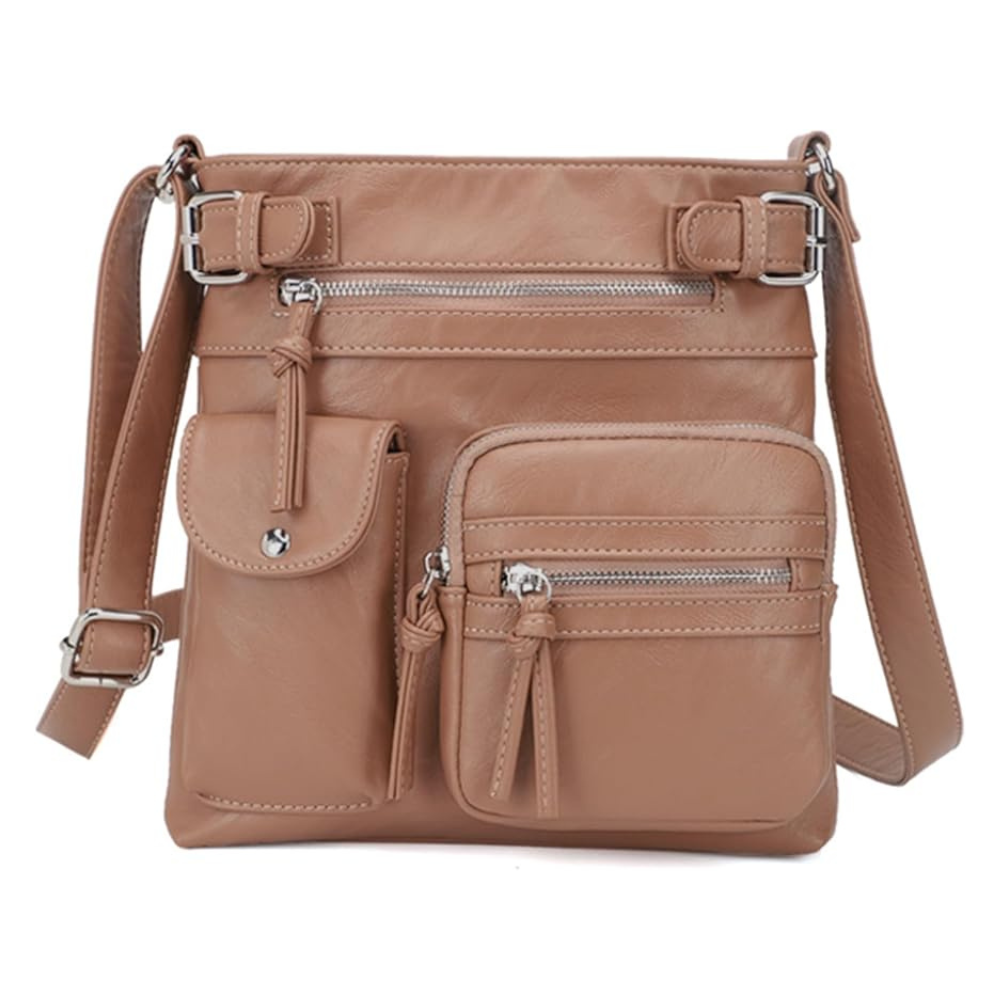 Women's Multi-Pocket Leather look Shoulder Bag