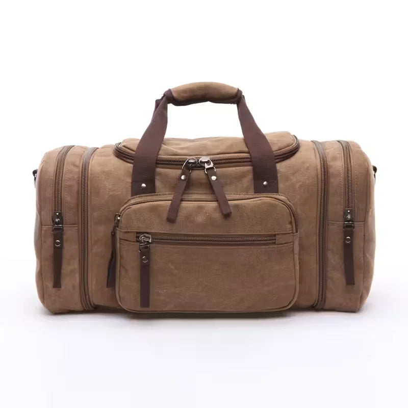 Multi-Pocket Canvas Travel Duffel Bag