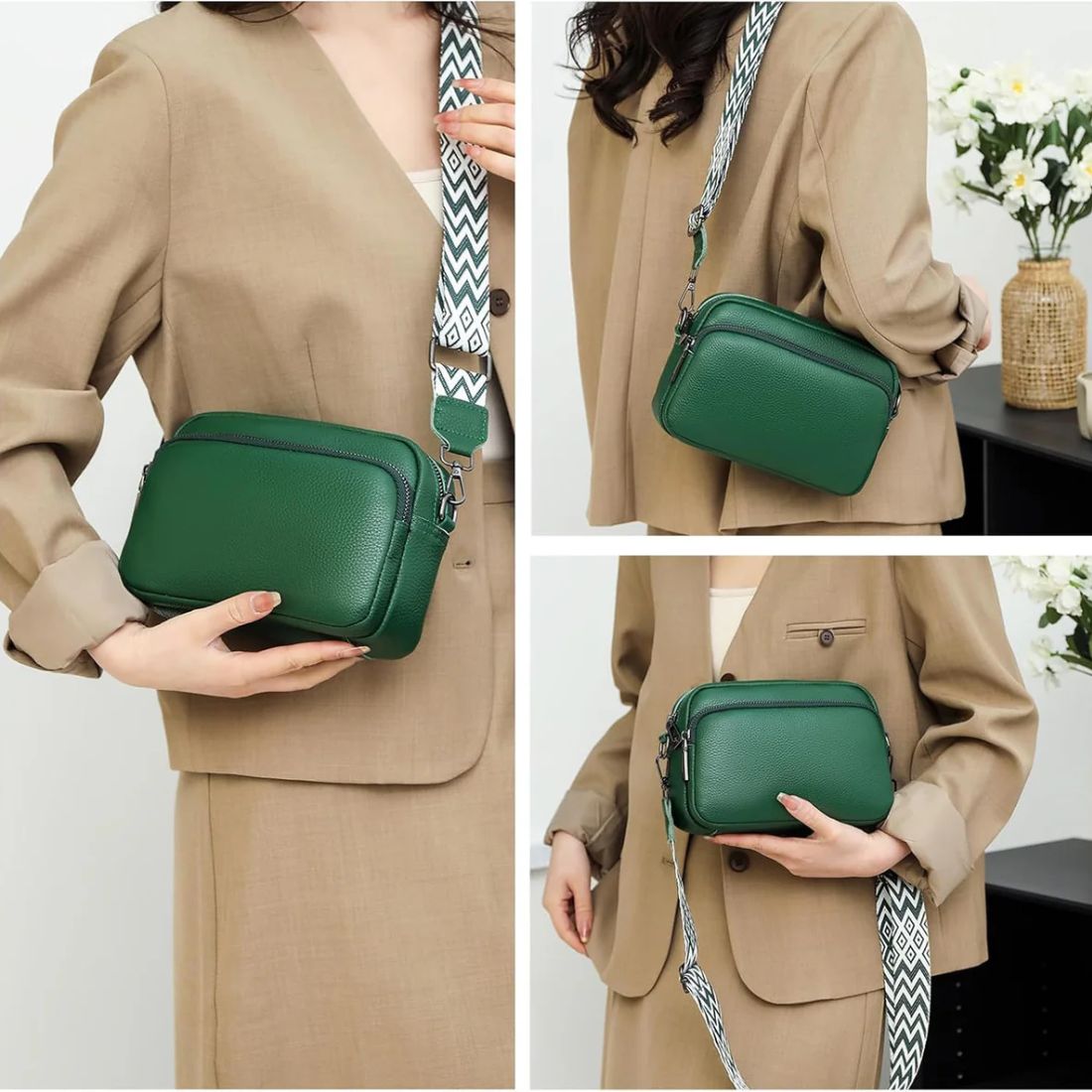 Chic Leather Look Crossbody Bag