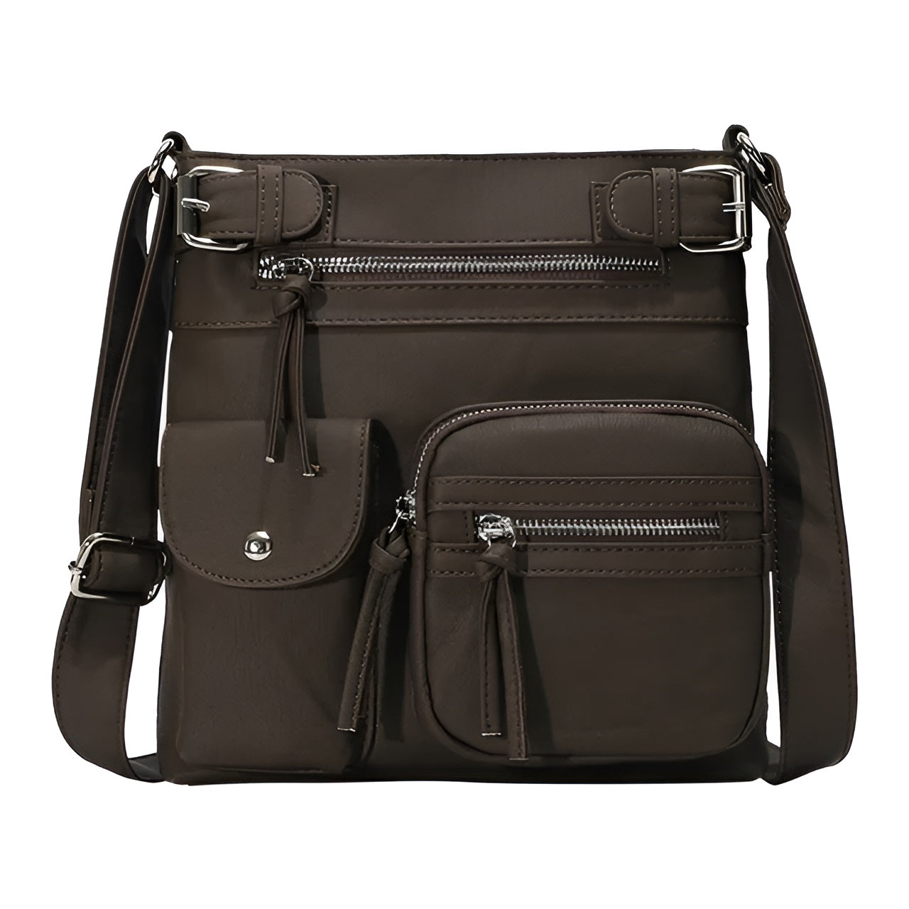 Women's Multi-Pocket Leather look Shoulder Bag