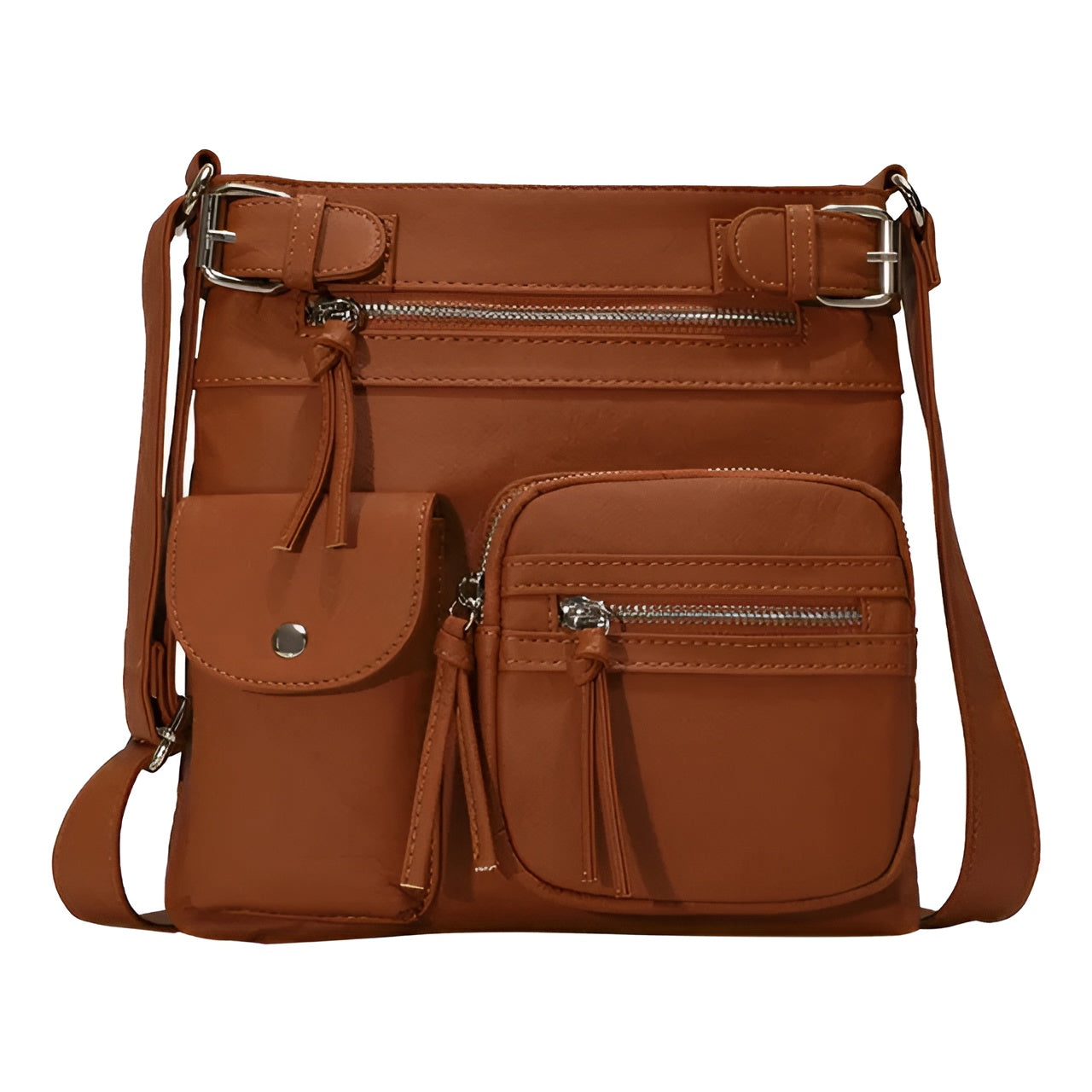 Women's Multi-Pocket Leather look Shoulder Bag