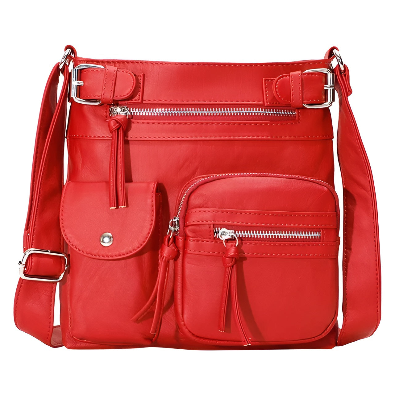 Women's Multi-Pocket Leather look Shoulder Bag