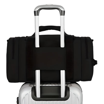 Multi-Compartment Leather Look Accent Duffle Bag