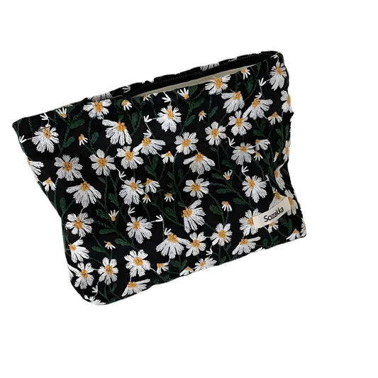 Flower Embroidered Makeup Bag