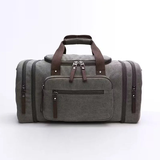 Multi-Pocket Canvas Travel Duffel Bag