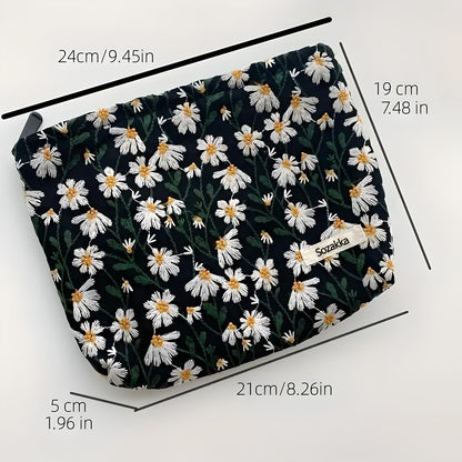 Flower Embroidered Makeup Bag