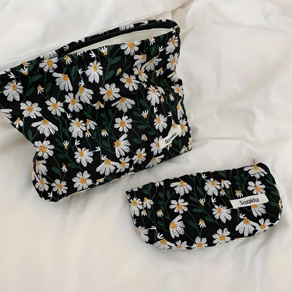 Flower Embroidered Makeup Bag