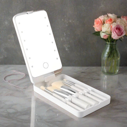 Travel Makeup Brush Mirror Set