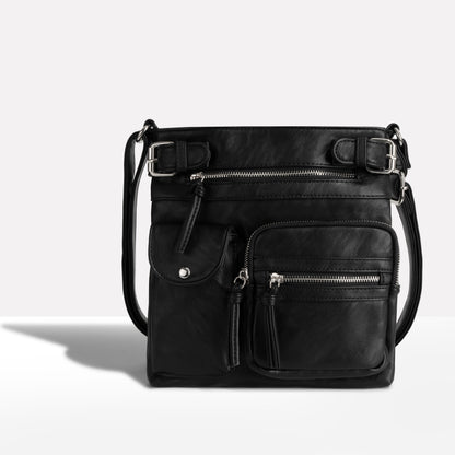 Women's Multi-Pocket Leather look Shoulder Bag
