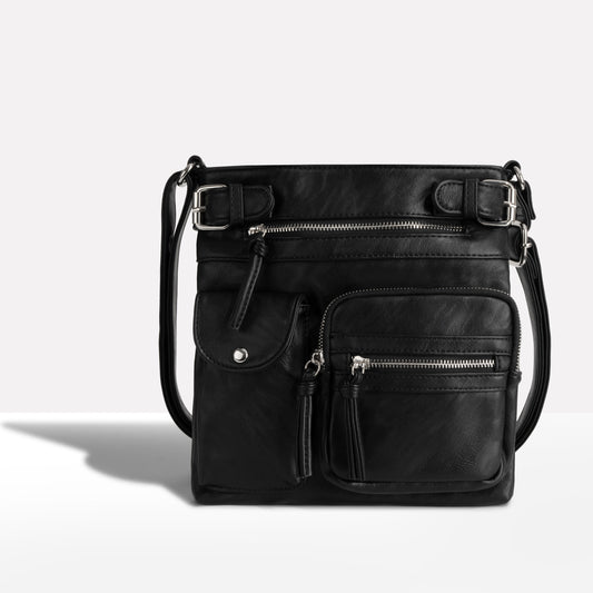 Women's Multi-Pocket Leather look Shoulder Bag
