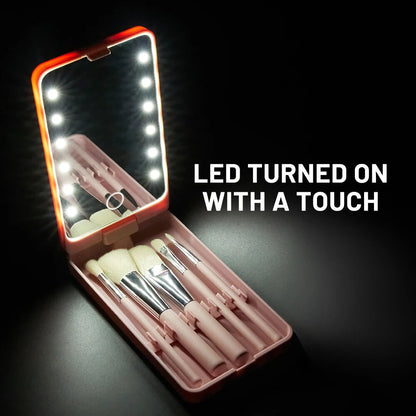 Travel Makeup Brush Mirror Set