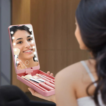 Travel Makeup Brush Mirror Set