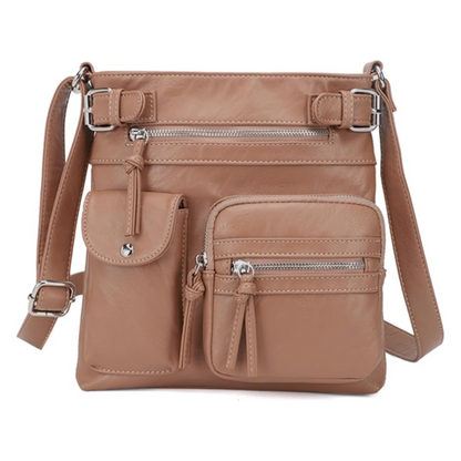 Women's Multi-Pocket Leather look Shoulder Bag