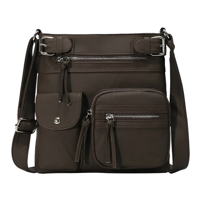Women's Multi-Pocket Leather look Shoulder Bag