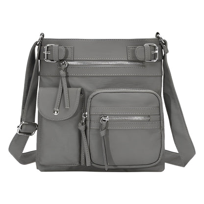 Women's Multi-Pocket Leather look Shoulder Bag